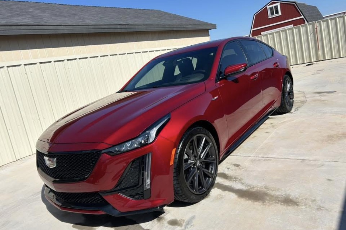 Red Cadillac CT5-V after a full detail